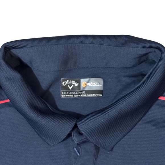 Callaway Opti Dri Polo Shirt Mens 2XL Navy Blue Vented Breathable Short Sleeve - Picture 2 of 6
